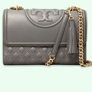 Tory Burch convertible Fleming bag in tan with gold chain
